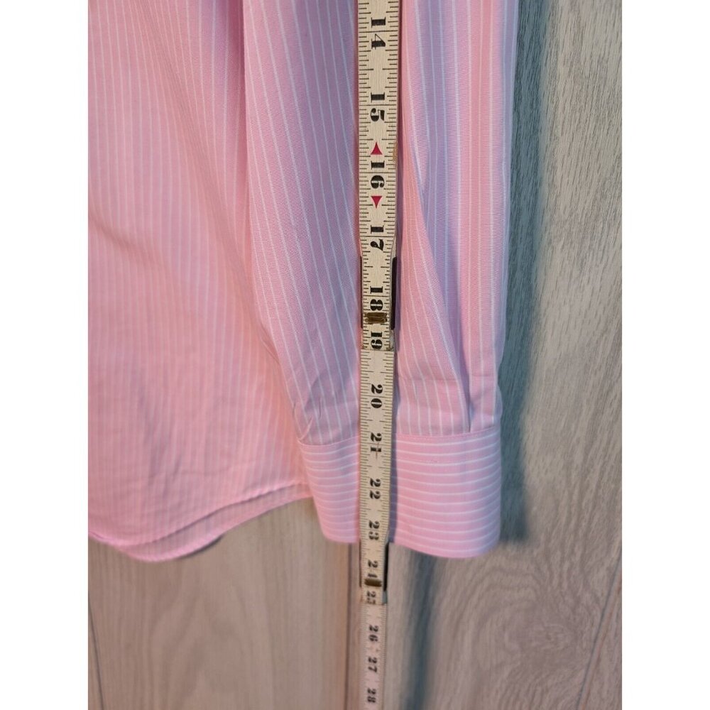 Ralph Lauren Mens Dress Shirt Pink White Striped Classic Fit Non-Iron 16.5 32/33 - Picture 5 of 9
